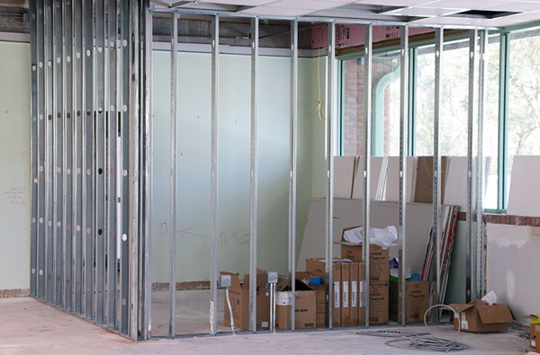 Small room framed with metal beams